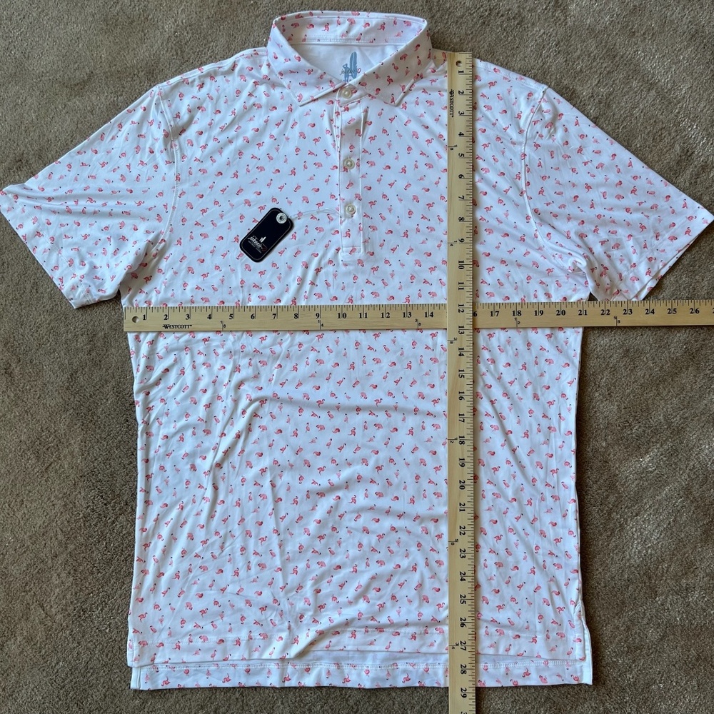 NWT Johnnie-O Featherweight Polo - Pink flamingo print